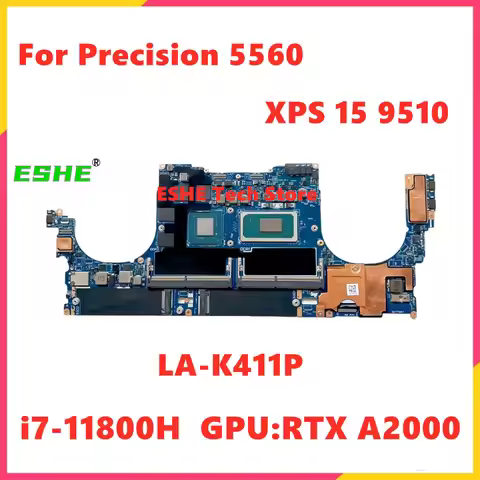 For DELL Precision 5560 XPS 15 9510 Laptop Motherboard With i7-11800H CPU RTX A2000 GPU GDP51 GDB51 