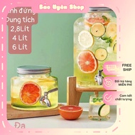 Glass Bottle with Convenient Pouring Spout – Capacity 2.8L | 4L | 6L – Fruit Soaking Bottle, Super N