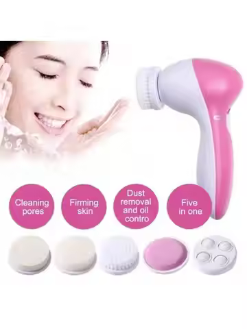 2026 Electric Facial Cleaner 5 IN 1 Face Cleansing Brush Wash Machine Spa Skin Care Massager Battery