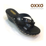 OXXO รองเท้าแตะเพื่อสุขภาพ รองเท้าแฟชั่น หน้าคีบ อะไหล่เพชร ส้นเตารีดเย็บเชือก สูง2นิ้ว ทำด้วยหนังพียู นิ่มใส่สบาย น้ำหนักเบา SK3025