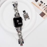 【✨Spot】Crow Heart Cross Single Row Denim Chain Metal Strap/app-le watchi 78s9 Fashion Strap Women