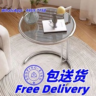 🔥免费送货-升降不銹鋼茶几 鋼化玻璃茶桌 圓枱 圓桌 邊桌 角几 玻璃邊几 包送貨