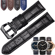 Suitable For Panerai Genuine Leather Watch Strap LUMINOR Lumino Crocodile Pattern Large Strap 22 24m