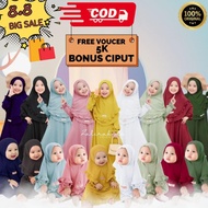 Zalira Kids Original Gamis Anak Perempuan Syar'Iset Jilbab Polos/