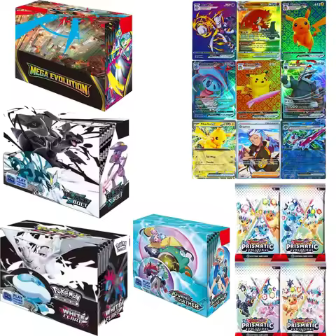 New Pokemon Card 360Pcs - MEGA EVOLUTION Black Bolt White Flare Prismatic Evolutions English Booster