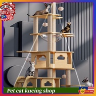 wood Cat Tree House Cat Condo Bed Scratcher House Cat Tower Hammock Cat Climbing Cat Tree House Pokok Rumah Kucing 貓爬架