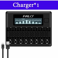 PALO  1.2V AA 3000mAh/AAA1100mAh 8 ช่อง LCD ที่ชาร์จแบตเตอรี่หน้าจอแบตเตอรี่ AA/AAA NiMH เครื่องชาร์