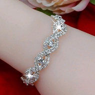 Deluxe Crystal Bracelet Women Infinity Rhinestone Bangle Gift Color Silver