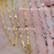 พ27 สร้อยคอ Monica 2mm. เงินแท้ 92.5% Italy ชุบทอง18k / ชุบทองคำขาว
