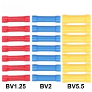 100pcs Butt Connector Insulated Crimp Terminals Electrical Cable Wire Connectors BV1.25 BV2.5 BV5.5 