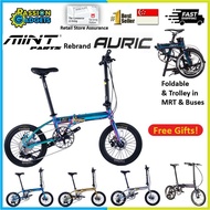 SG Seller! 16inch Mint Parts Auric T3 T9 Foldable Bicycle Bike Foldie 3/9 speed Electroplating Oil Slick V Brake