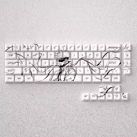 PBT Keycaps Dye Sub Cherry Anime Comic Gojo Satoru White Japanese for 61 65 68 Layout Mechanical Key