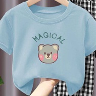 t shirt for kids girl Tiktok T Shirt Older Kids Older Kids Short Sleeve T Cartoon Bear Print Basic Design baju tshirt 班服