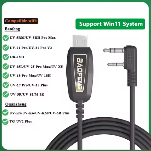 USB Programming Cable for UV-21 UV-5RM UV-18 TD-H3 M-5R UV-25 Quansheng UV-K6 K5 CH340 Chip Support 
