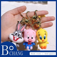 Cartoon Bugs Bunny Doll Keychain Cute Tweety Bird Daffy   Porky Pig Key Rings Pendant Accessories fo