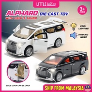 Toyota Alphard Die Cast Sound and Light Vehicle Models Car Toys Collection Pull Back Can Open Door M