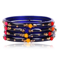 JD'Z COLLECTION Indian Bangles Jewelry For Women Glass Bangles Flower Design Costume Matching Partyw
