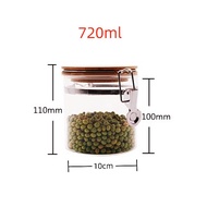 1pcs Glass Storage Jar with Metal Buckle Bamboo Lid Moisture-proof Sealed Candy Grains Food Storage