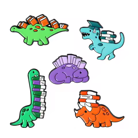 Creativity Fun Animals Dinosaurs Enamel Pins Tyrannosaurus Rex Triceratops Learning Reading Books Al