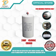 MOTOR RUN SH CAPACITOR 20UF CBB60 450VAC, WIRE LEAD CYLINDER WHITE, BEST FOR WASHING MACHINE DRYER