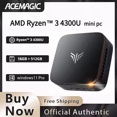 ACEMAGIC Portable Mini PC AMD Ryzen 3 4300U Win11Pro DDR4 16GB SSD 512G WiFi 5 BT4.2 Desktop Suitabl