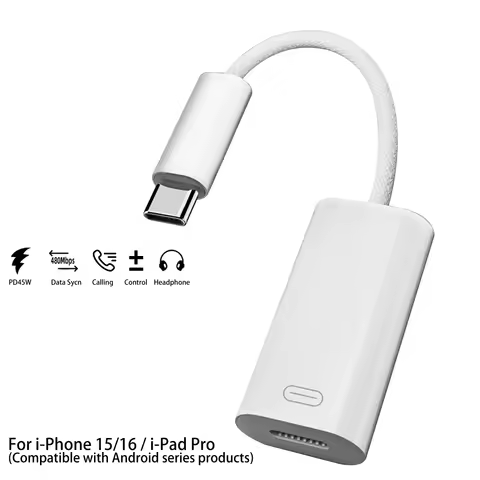 ANKNDO USB Type C to Lightning Earphone Adapter Short Wire Suitable for Apple iPhone 16 Earphone Aud