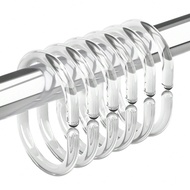 12/24 ชิ้น ห่วงม่านอาบน้ำพลาสติกใส, ตะขอรูปตัว C สำหรับม่านห้องน้ำ, ตะขอม่านอาบน้ำที่ทนทานและป้องกัน