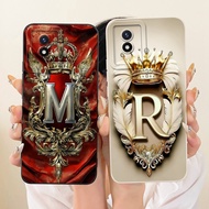 For Vivo Y02 Y02A Y02T Y02S Royal Crown Initial Letter Phone Casing Vivo Y02 Y02s 4G Lens Protective