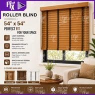 FunTech Premium Wooden Roller Blind 54" x 54" Manual / Automatic Motorized Roller Blind