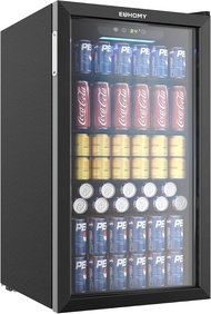 KVLSO EUHOMY Beverage Refrigerator and Cooler 126 Can Mini fridge with Glass Door Small Refrigerator