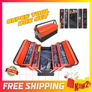 85PCS Full Set Metal Tool Box Set Heavy Duty Tool Box Tools Box Kotak Spanar Box Ratchet Set Spanar 