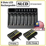 💡 Stok Baru💡 8 Slot LCD Rechargeable Battery Charger NIMH AA/ AAA Independent Slot Battery Charger L