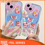 ITel A50 A60 A60S A70 P55 NFC S23 Case Silicon Motif 3D Cute Kirby Lanyard Camera Protection