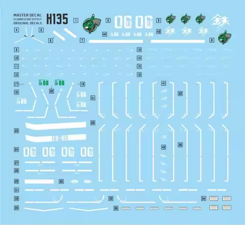 Master Decal H135 for HG IBO 1/144 Graze E8-06 High Precision Fluorescent Water Sticker Hobby DIY