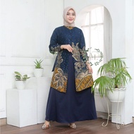 Latest Orchid Motif Batik Dress, Batik Dress, Combination Batik Dress, Batik Dress