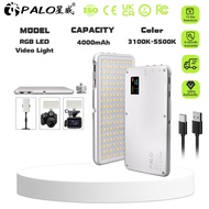 PALO  RGB LED Video Light Rechargeable Photography Fill Light 20 Lighting Effects with LCD Displ