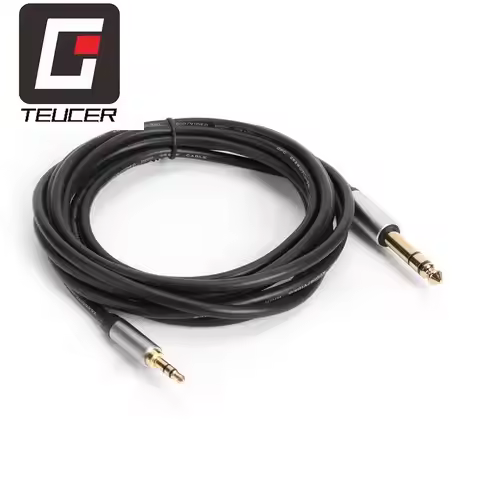 Black 3.5mm Male to 6.35mm Stereo Male TRS Audio Cable for Amplifier Headphone