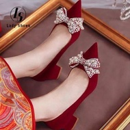 Red Christmas women's shoes formal close shoes for women Wedding Party red wedding shoes, bridal sho