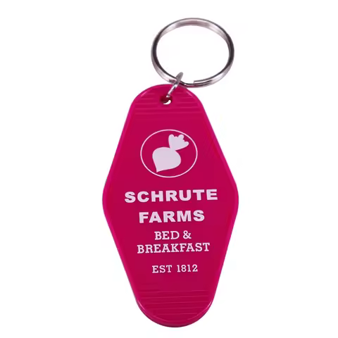 30-04-2021 Bed & Breakfast Schrute Farms Beet Keyring Key Tag keychain TV Show The Office Fans Funny