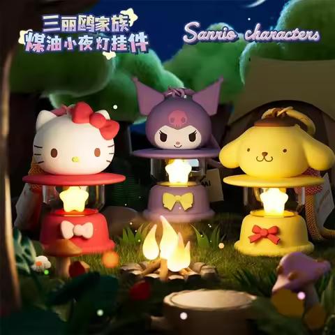 Original Sanrio Keychain Creative Hello Kitty Night Light Keyring Cinnamoroll My Melody Kuromi Key C