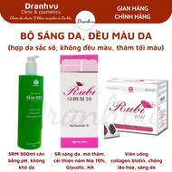 Combo Skin GSV Facial Cleanser 500ml - Rubi Serum 10 - Rubi GSV Skin beauty pills help brighten Skin