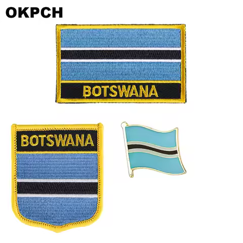 Botswana National Flag Embroidered Iron on Patches for Clothing Metal badges PT0130-3
