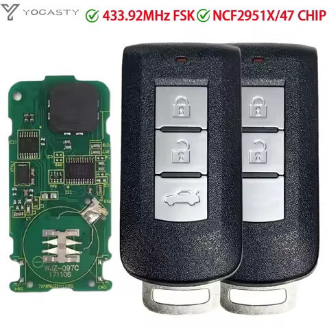 YOCASTY G8D-644M-KEY 2/3 Buttons Remote Key Smart Card PCF7952A Chip 433MHz FSK For Mitsubishi ASX L