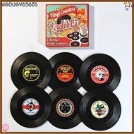HGOUGV656Z6 2/4/6PCS Tea Coaster, ABS Heat Resistant Vinyl Record Coaster, Non-slip Table Decor CD S