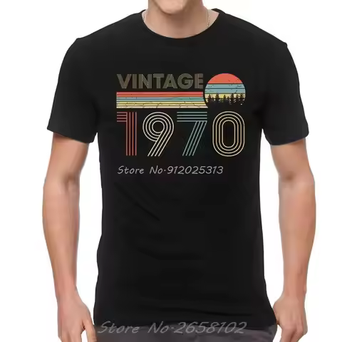 Vintage 1970 Tshirt Men Cotton T Shirt Birthday Gift Tshirt Oversized Unisex Tops Streetwear Men's C