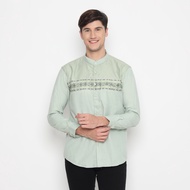 HIJAU KEMEJA Vanfive Men's Shirt Kemko Modern Fit Long Sleeve Sage Green B1421