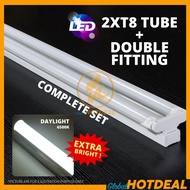 [FULL SET] DOUBLE 4FT T8 Led Tube Light Lampu Kalimantang LED Lampu Panjang LED Ceiling Light Set Le