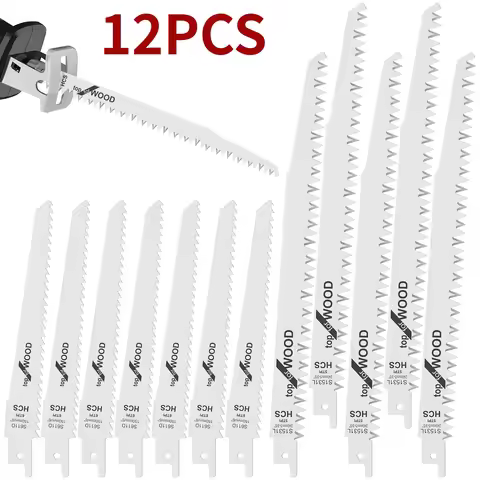 12Pcs Reciprocating Saw Blade 6/9In 6/5TPI Pruning Saw Blade Sharp Saw Blade Woodworking Tool for Cu
