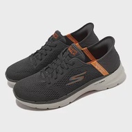 Skechers 健走鞋 Go Walk 6-Free Hand Slip-Ins 男鞋 灰 橘 瞬穿科技 216279CCOR