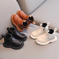 รองเท้าบูท Martin เด็กแฟชั่นแบบอังกฤษ Sepatu BOOT Pendek มีซิป,ใหม่สำหรับฤดูใบไม้ร่วงรองเท้าบูทนุ่มรองเท้าบูท Martin เด็กผู้หญิง